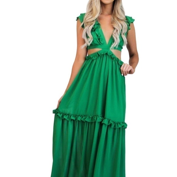 Maxi Dress. Lace Back. Green. Small. NWOT - Picture 3 of 4